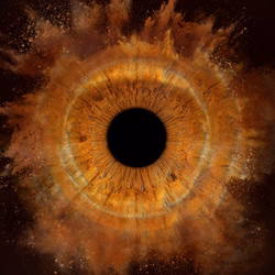 Iris with dramatic particle effects