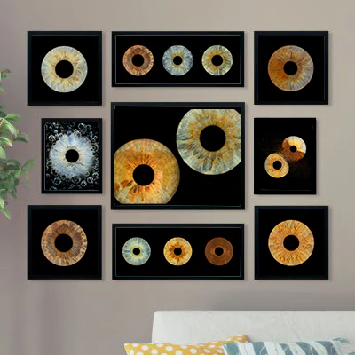 Gallery layouts with multiple iris artworks
